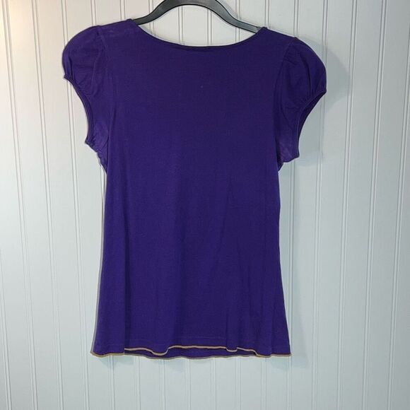 LSU Rhinestone Enhanced Tee Women’s Medium Purple And Gold Pleated Short Sleeve - Picture 7 of 10